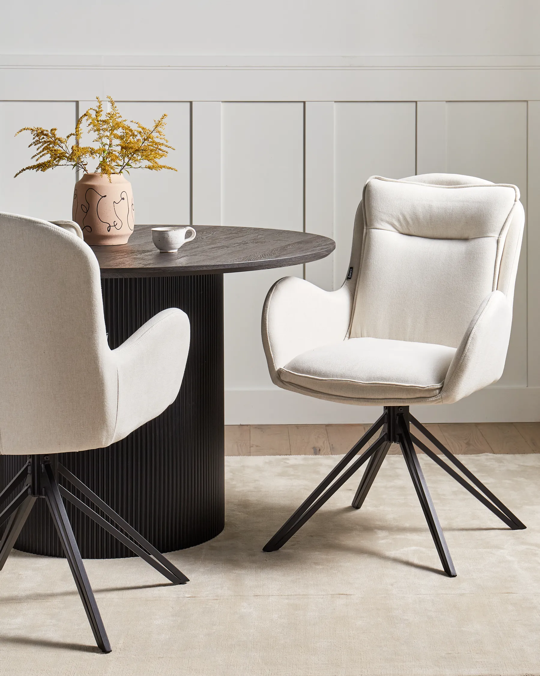 Set of 2 Dining Chairs Swivel AVELAR Light Beige_945022