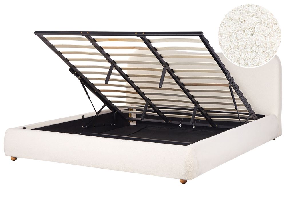 Ottoman Bed BLAGNAC Boucle Off-White 180 x 200 cm (EU Super King)
