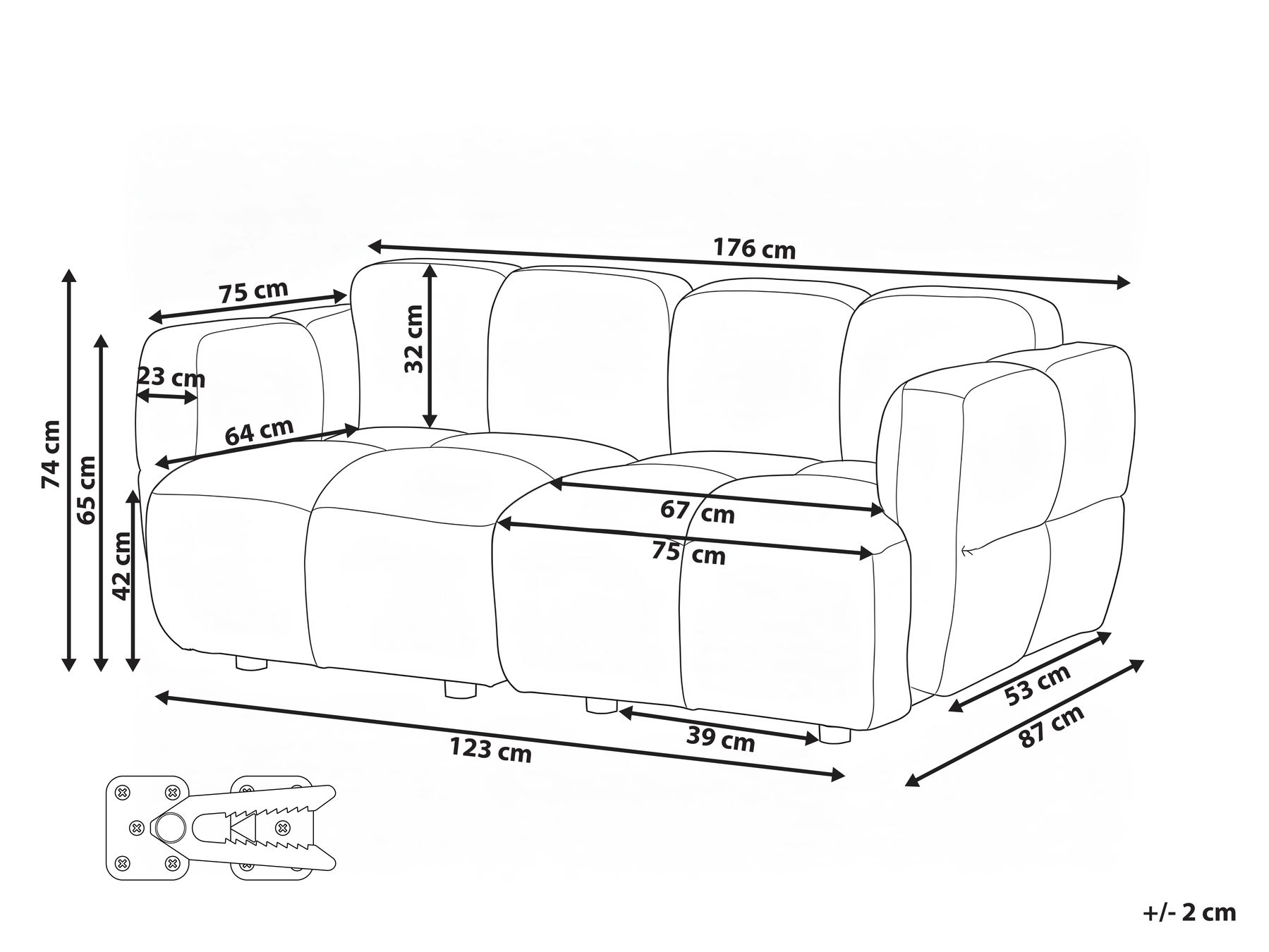 Modulsofa 2-Sitzer MAKSABERG Stoff Taupe_1136387