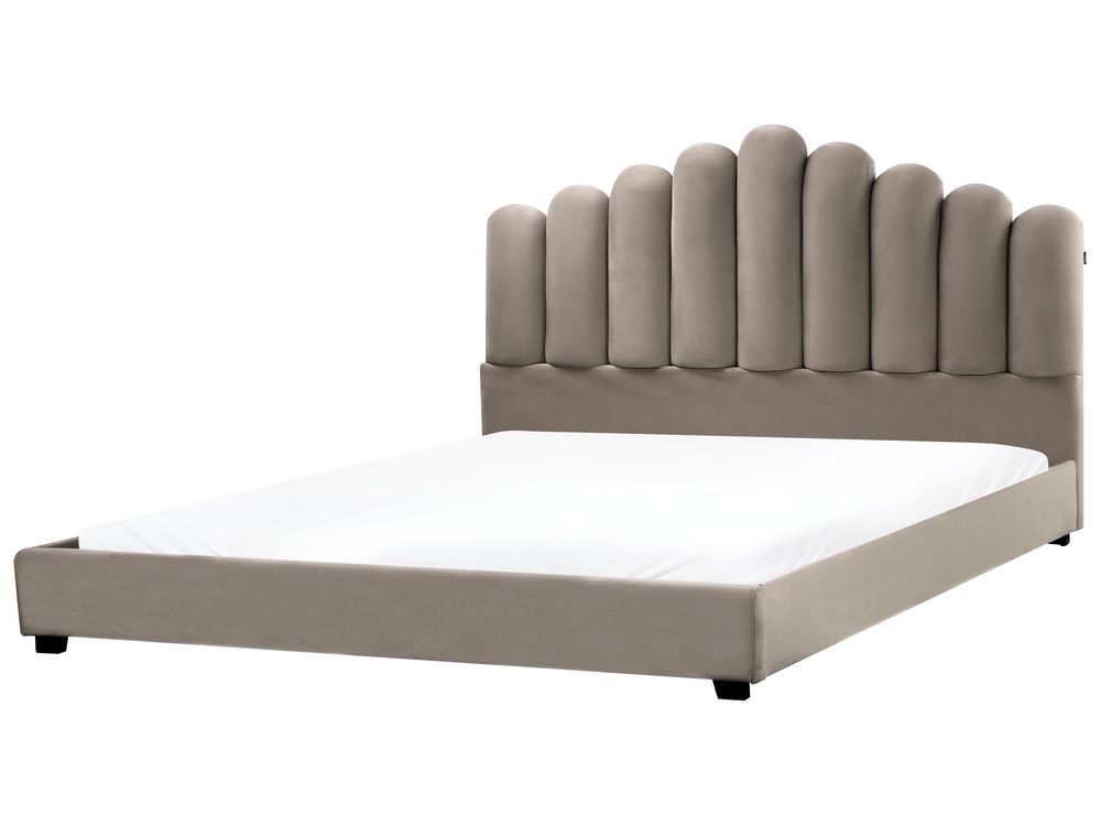 Bett mit Lattenrost Samtstoff VINCENNES 180 x 200 cm Taupe