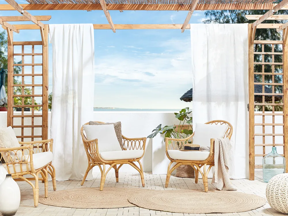Garden Lounge Set with Table 4 Seater SIBARI Rattan Natural_803294
