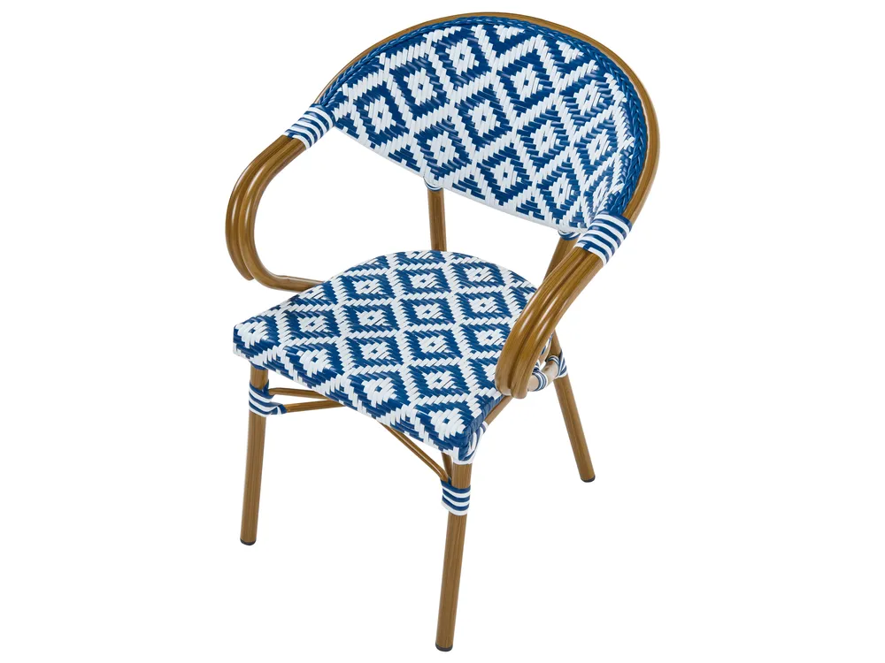 Gartenmöbel Set 4-Sitzer CASPRI Polyrattan Blau / Weiß_1090698
