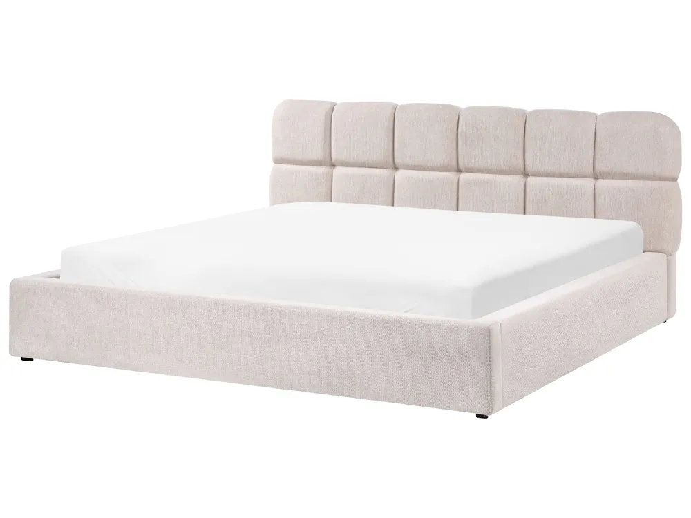 Bett mit Stauraum BASTON Stoff Hellbeige 180 x 200 cm_1055423