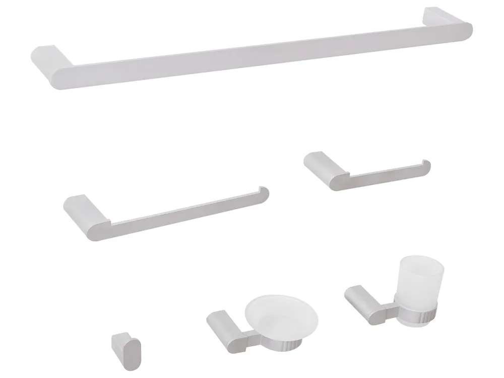 Badezimmerhalter Set 6-teilig PARACAS mit Handtuchstangen und -haken Silber