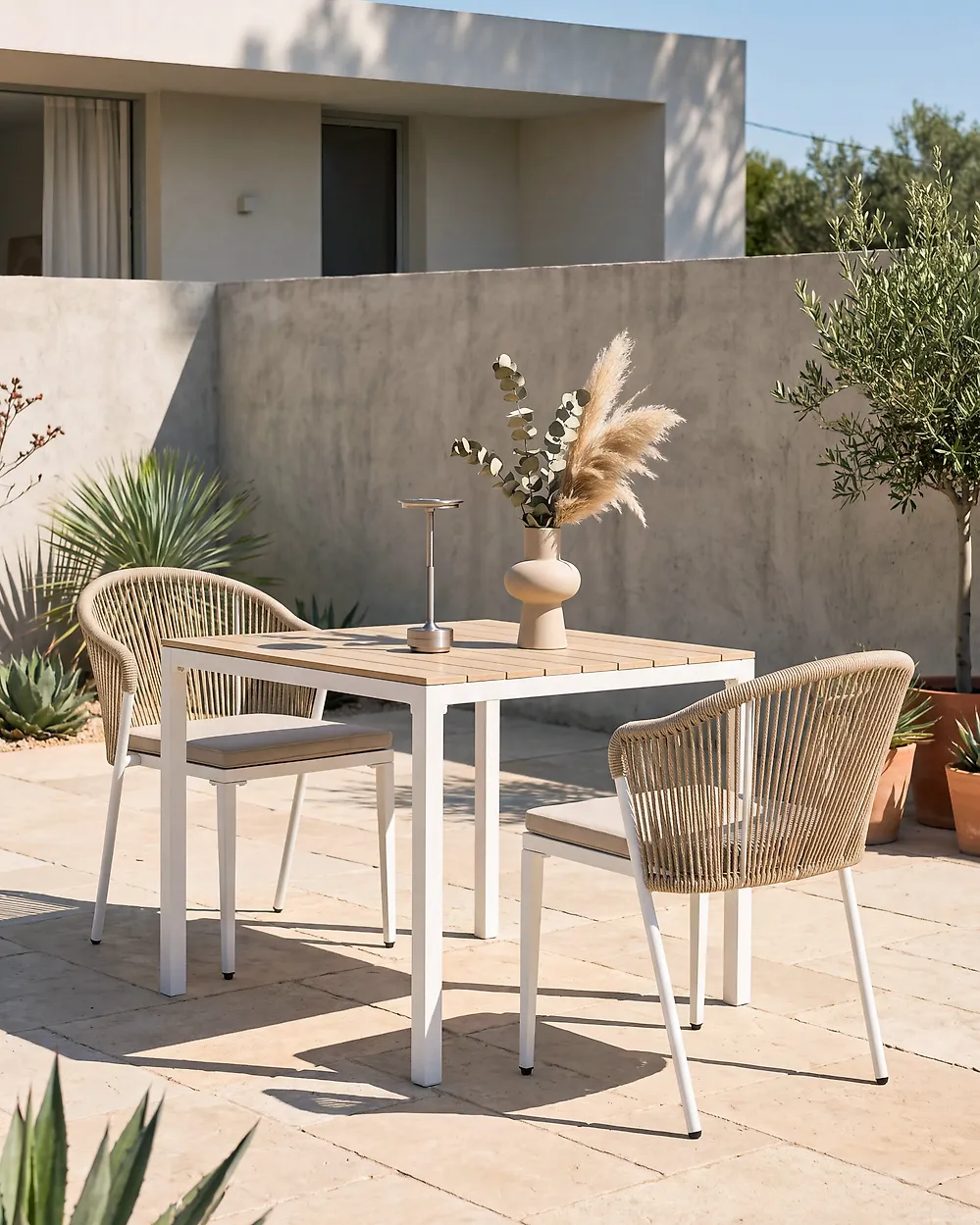 Set of 2 Garden Chairs with Cushions PARANEA Metal Beige_1179572