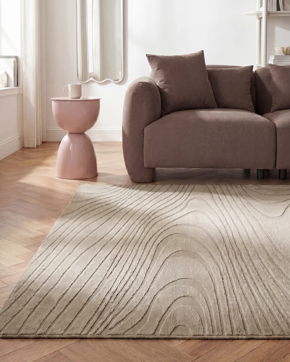 Kunstfellteppich ONTAKE Beige 160 x 230 cm