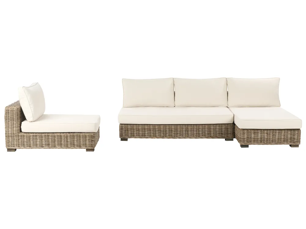 Lounge Set mit Tisch 4-Sitzer VARALLO modular Rattan Grau linksseitig_954917