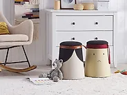 Kinderhocker mit Stauraum APACHE Kunstleinen Beige_1178689