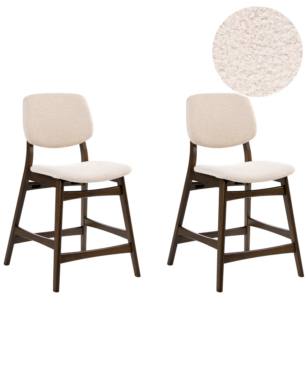 Set mit 2 Barstühlen ELAINE Bouclé Braun / Hellbeige