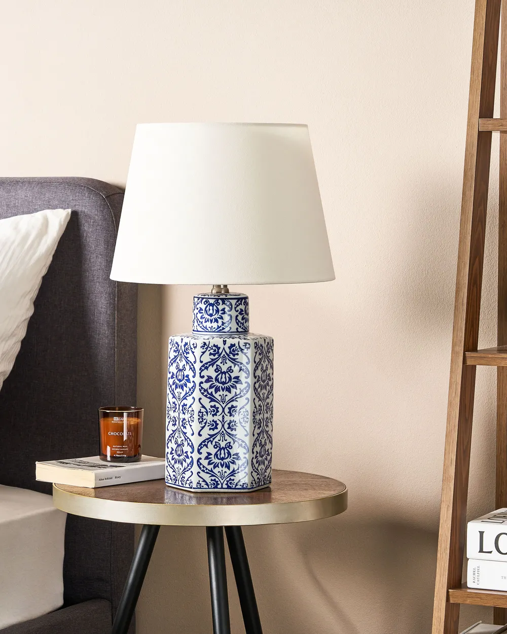Table Lamp MARCELIN Porcelain White/ Blue_882986