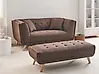 Sofa 2-Sitzer HABO mit Ottomane Stoff Dunkelbraun