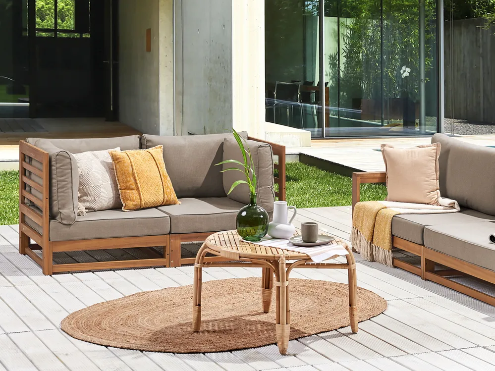 Gartensofa 2-Sitzer TRANI modular zertifiziertes Akazienholz Hellbraun_895465
