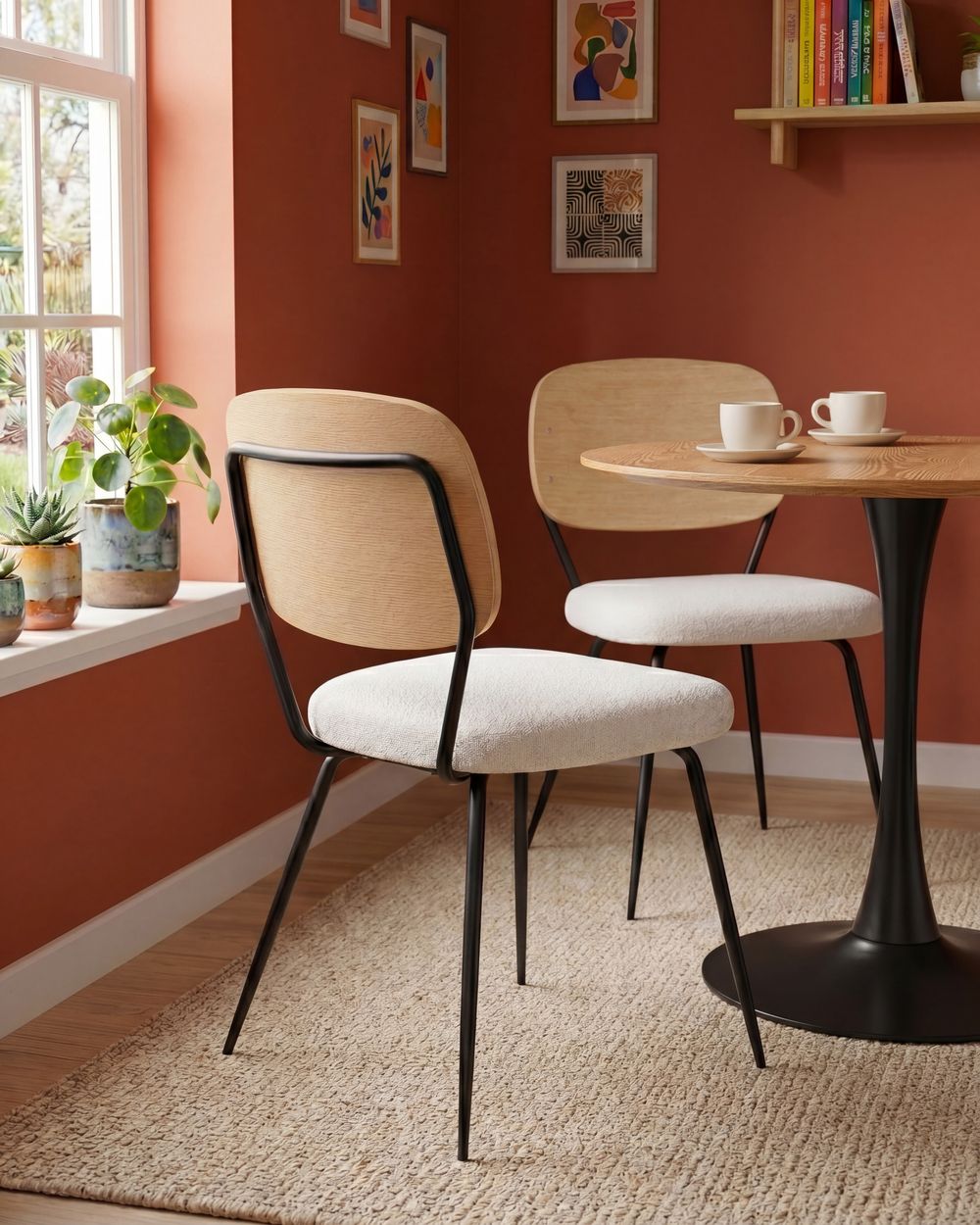 Set van 2 eetkamerstoelen EILEEN Bouclé Gebroken wit