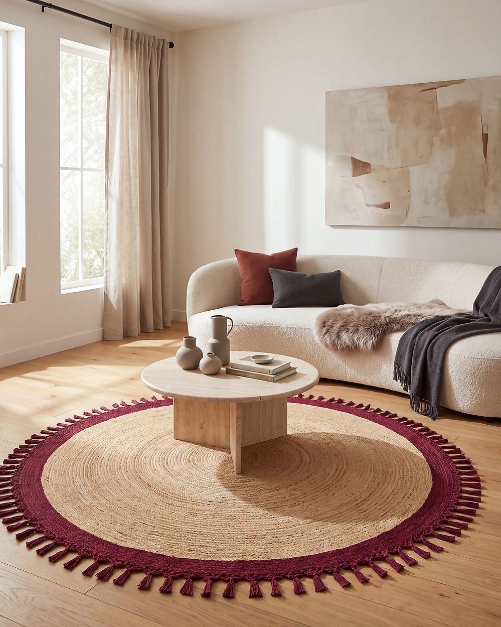 Tapis MARTS Rouge foncé ø 200 cm Jute