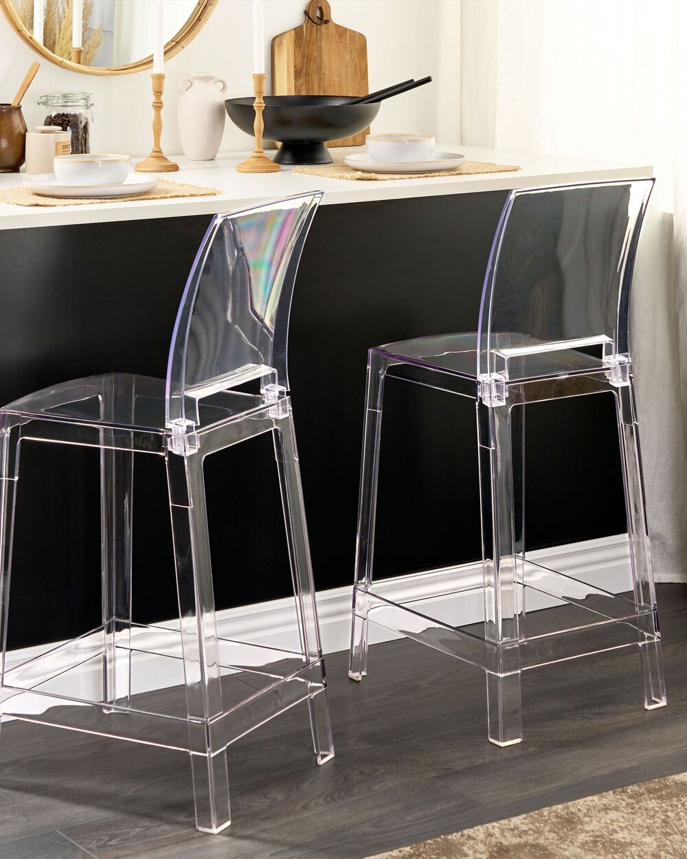 Set of 2 Bar Chairs WELLINGTON II Transparent