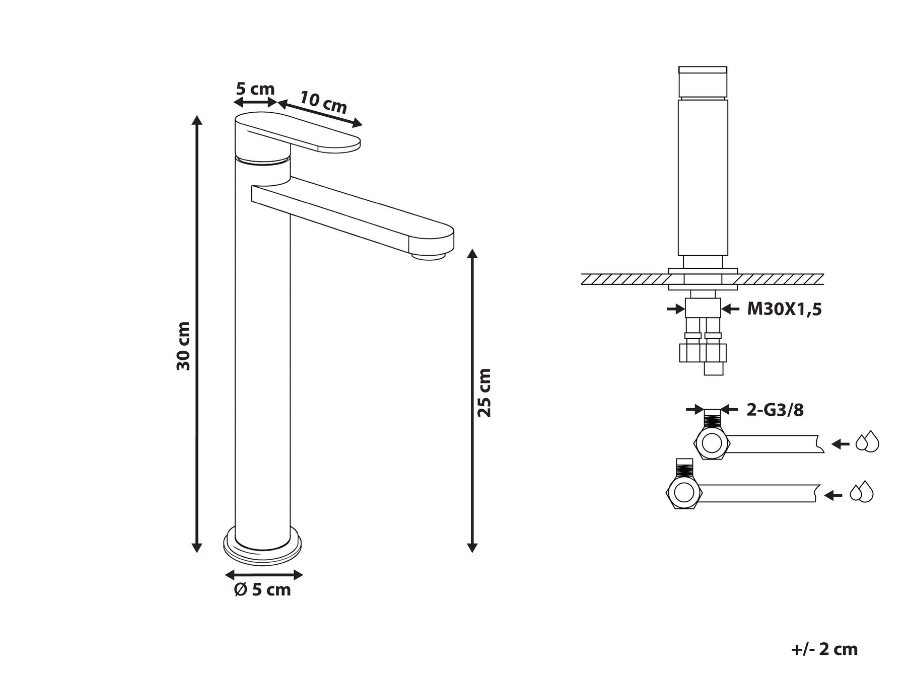 Tall Basin Mixer Tap COLHUE Brass Silver_998881