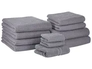Set of 11 Towels AREORA Cotton Light Grey_1067837