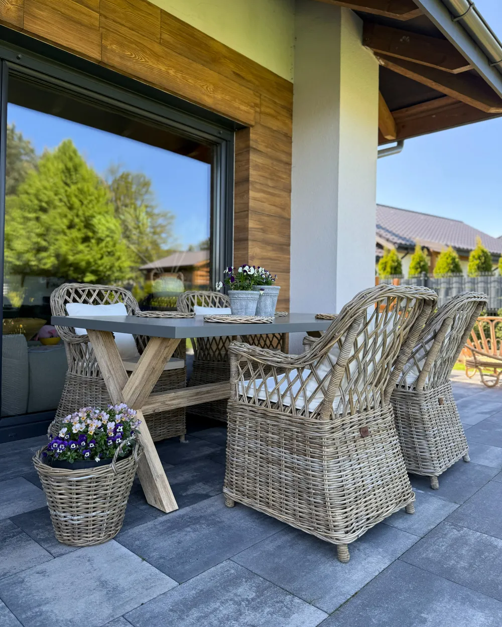 Gartenmöbel Set 4-Sitzer MAROS/OLBIA inkl. Kissen Beton Hellbraun_982992