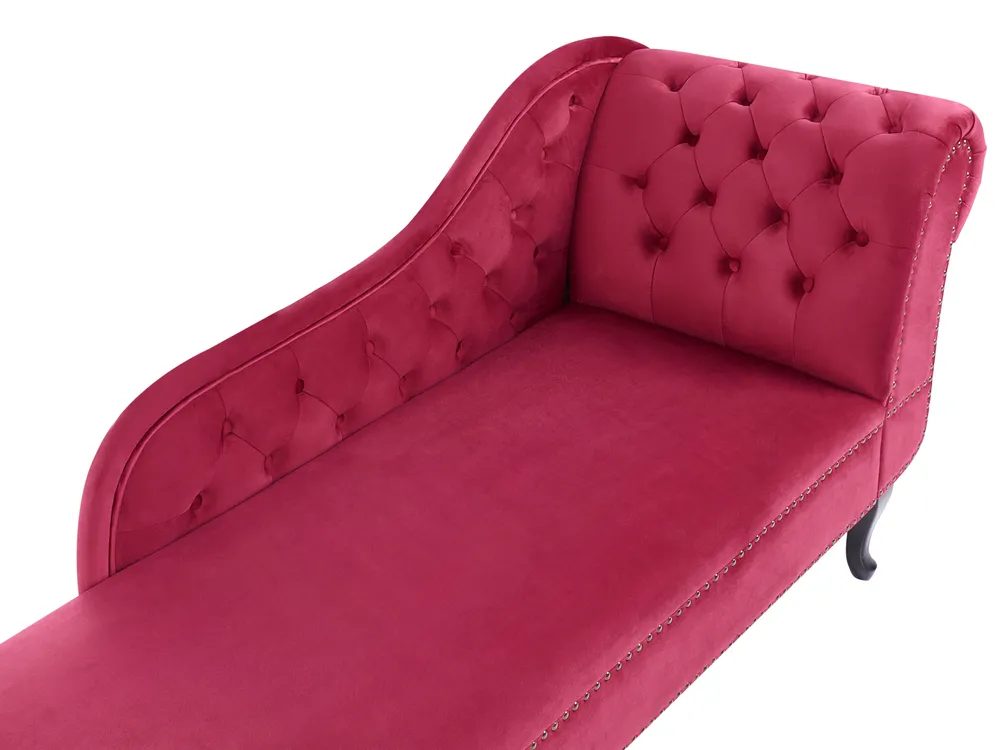 Rechtsseitige Chaiselongue NIMES Samtstoff Dunkelrot_805997