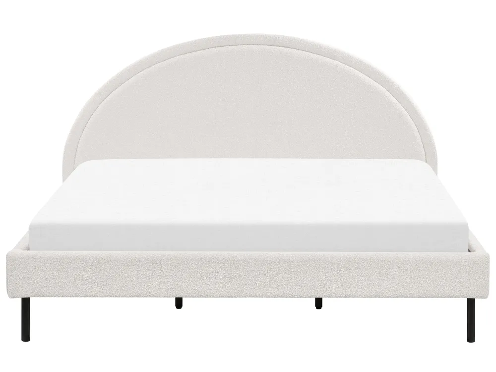Bett mit Lattenrost Bouclé MARGUT 180 x 200 cm Weiß_877115