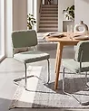 Esszimmerstuhl 2er Set IRWIN Bouclé Hellgrün