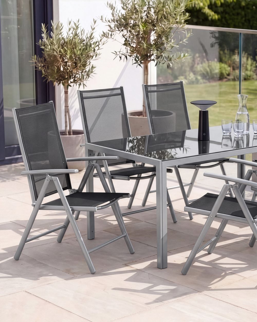 Set of 6 Garden Chairs CATANIA Metal Black