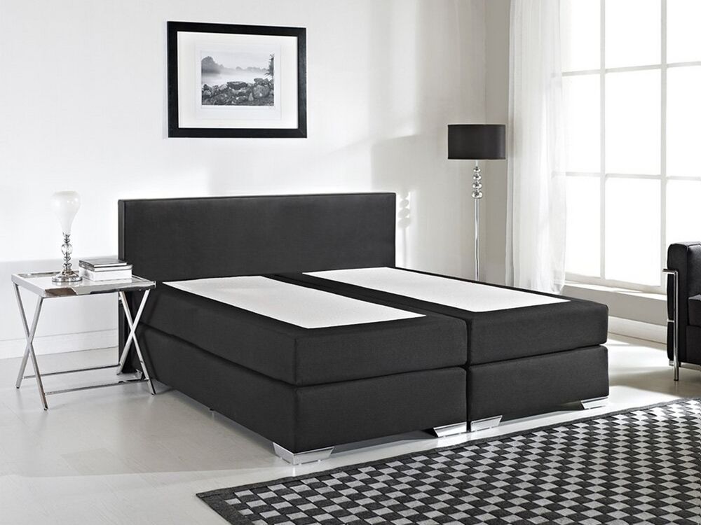 Divan Bed Faux Leather PRESIDENT 180 x 200 cm (EU Super King) Black