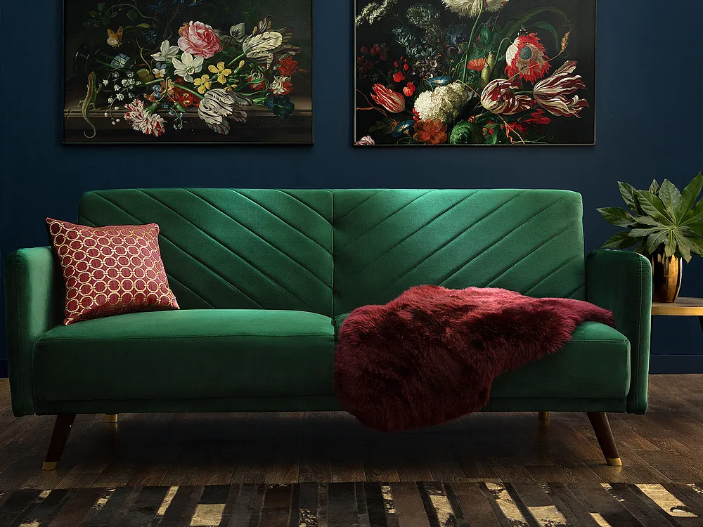 Schlafsofa 3-Sitzer SENJA Samtstoff Smaragdgrün_1154861