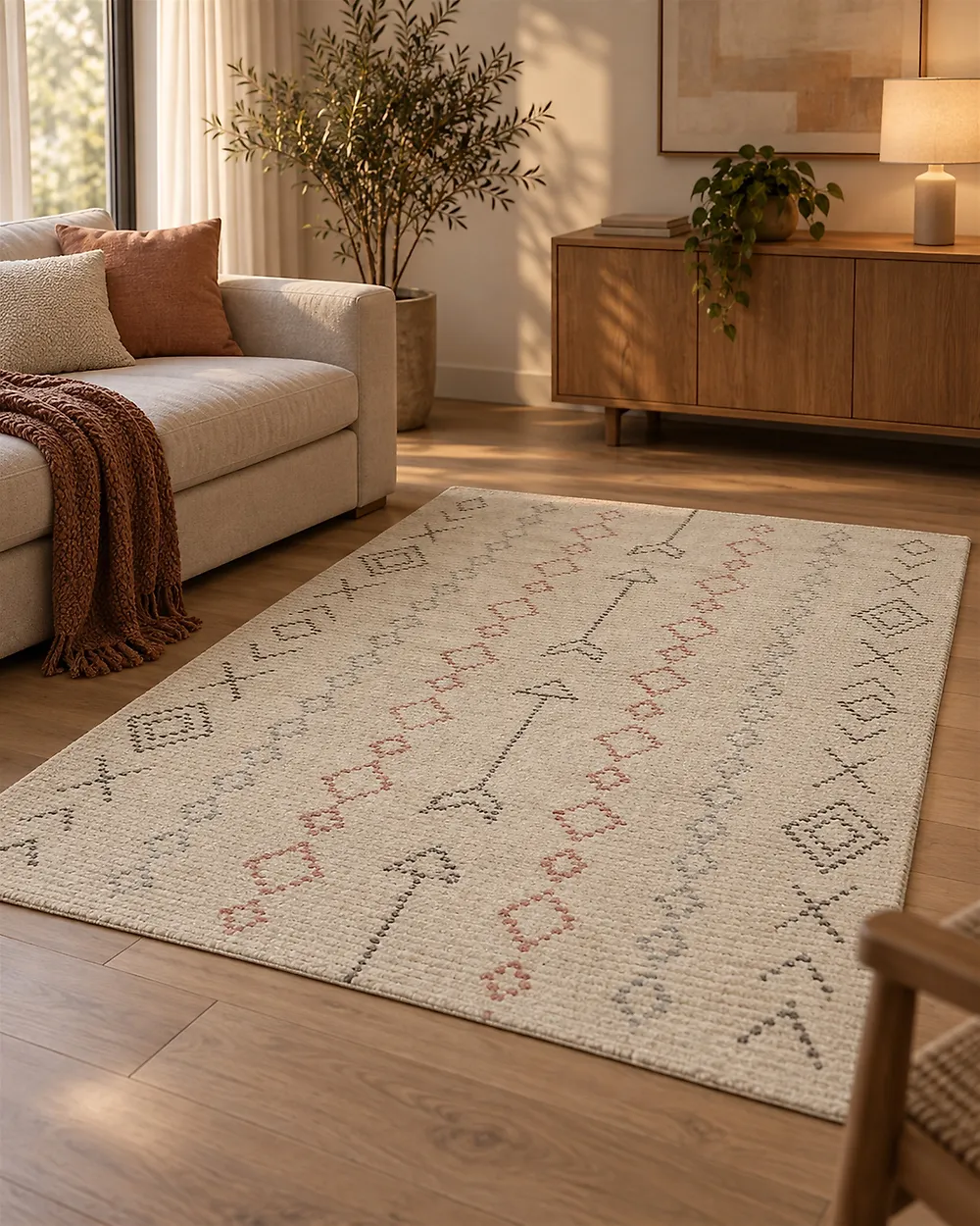 Teppich DISPUR Beige 160 x 230 cm Baumwolle