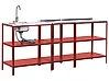 Outdoor-Küche 3er Set mit Spüle VILAMA Rot Metall