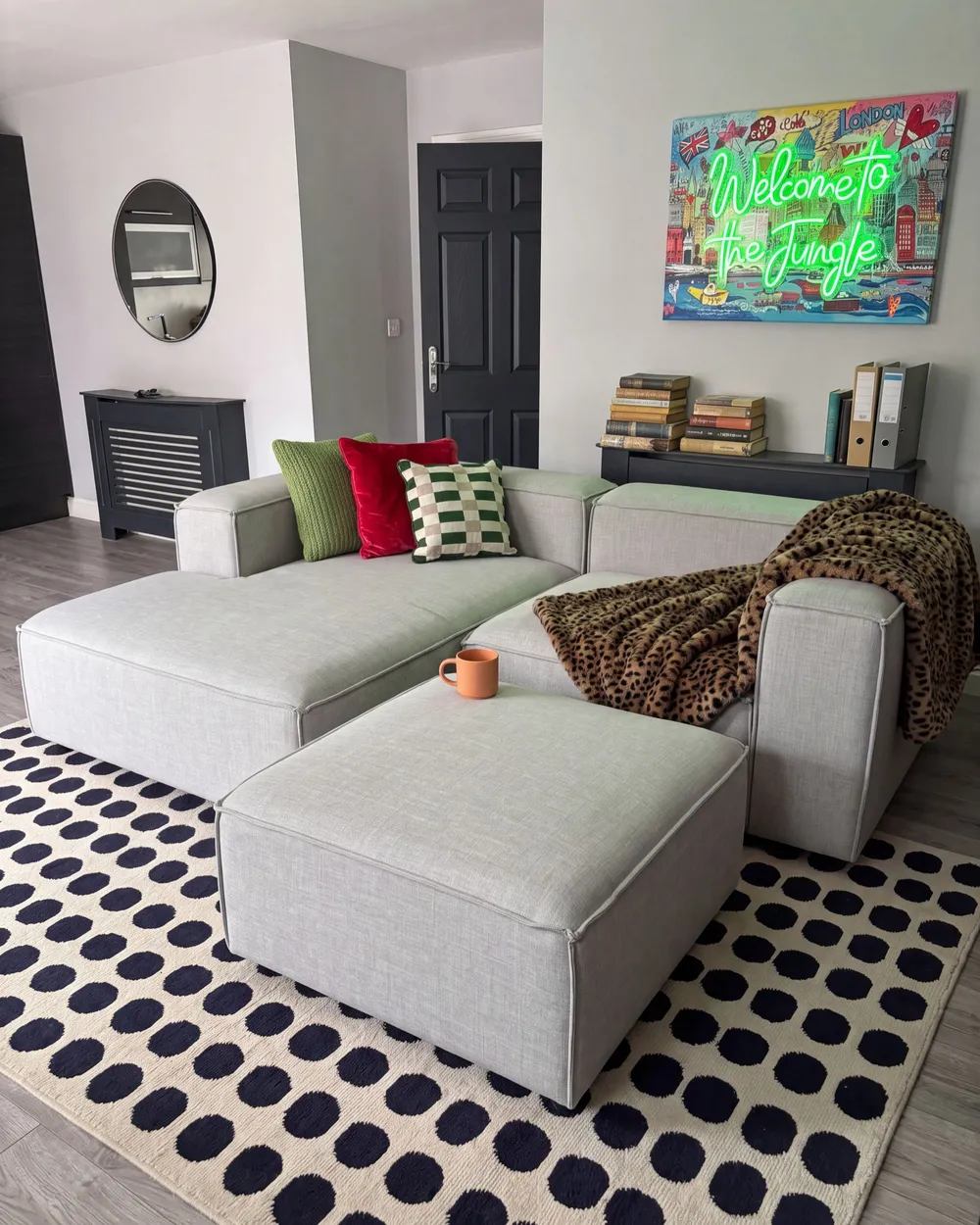 Modular Corner Sofa 2 Seater ARDAL with Ottoman Fabric Light Grey Right Hand_1085365