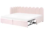 Ausziehbett Samtstoff TERROU 90 x 200 cm Pastellrosa_1081337