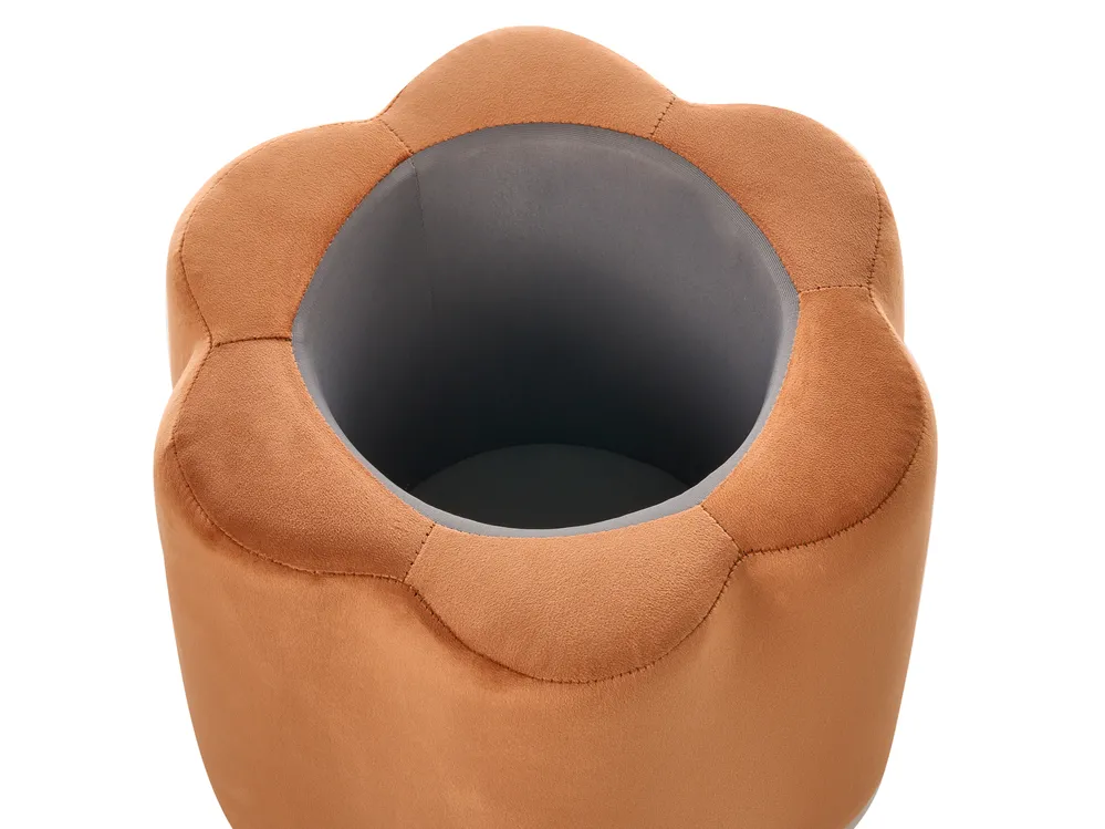 Kids Storage Pouffe FLOWER Flower Velvet Orange_1081989