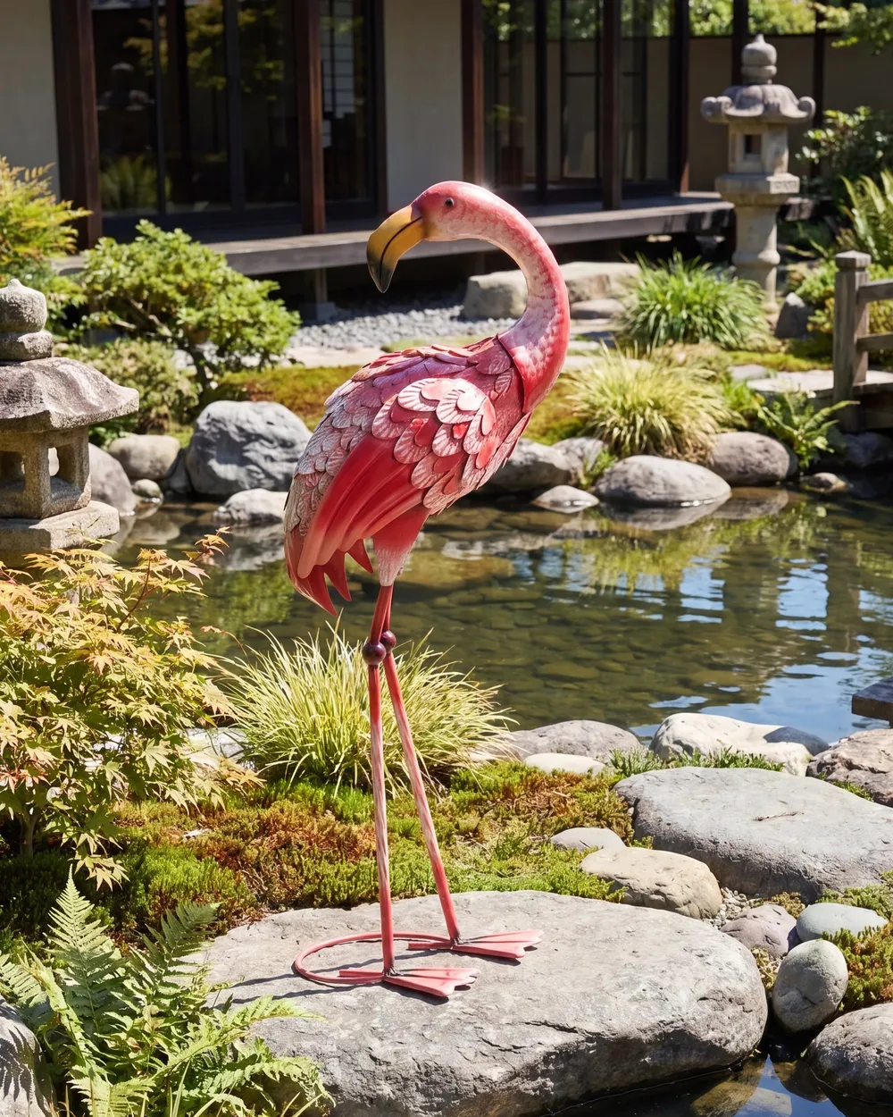 Gartenskulptur PALAWAN Flamingo Rosa