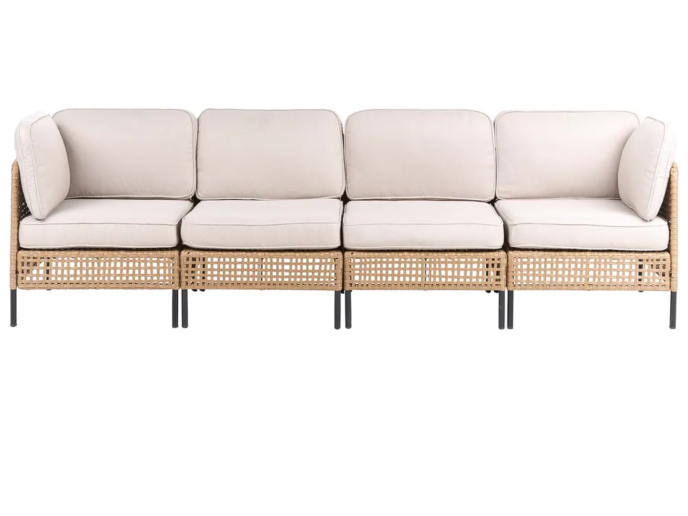Gartensofa mit Tisch 4-Sitzer OMEGANA modular Polyrattan Hellbeige_1040500