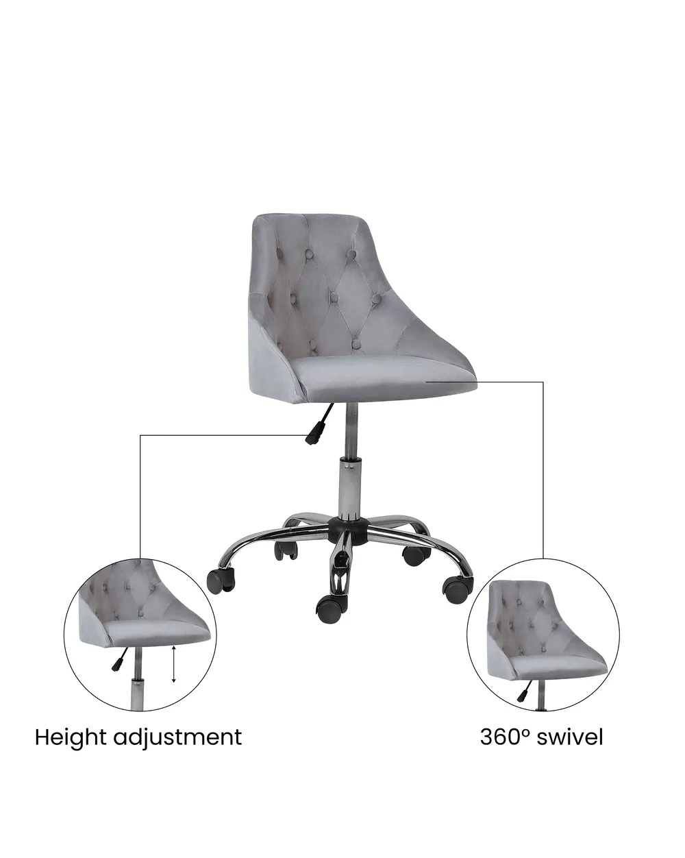 Desk Chair PARRISH Velvet Grey_1071627