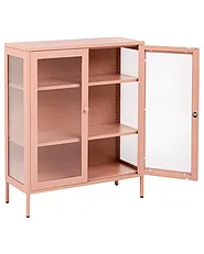 Vitrine mit Glastüren HARLYN  90 cm Metall Pfirsichrosa_1160804