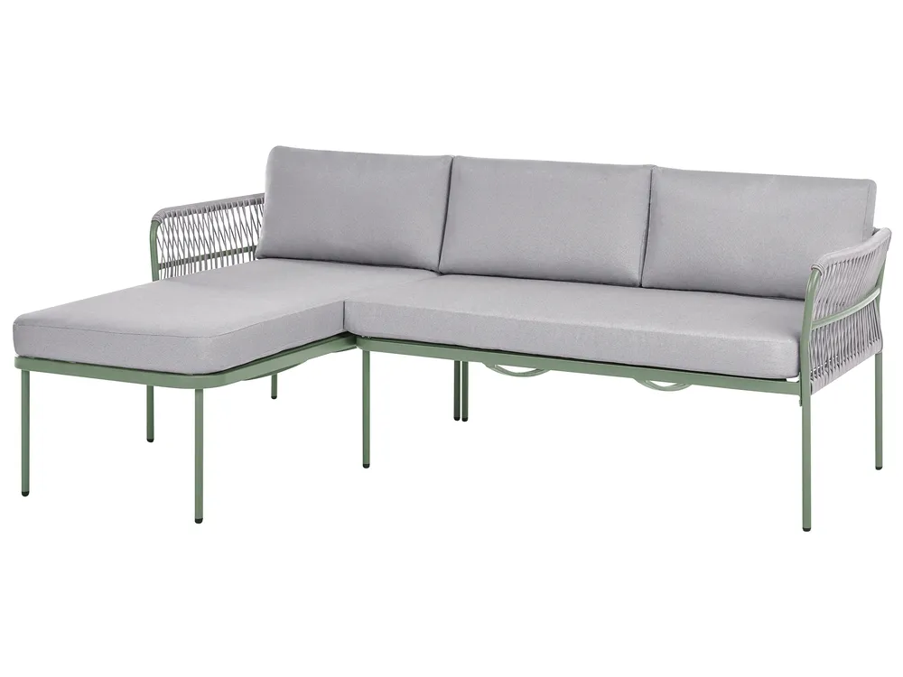 Garden Corner Sofa 3 Seater ONZO with Tables Metal Green Right Hand_1082839