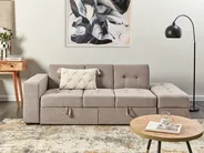 Sofa Bed 3 Seater FALSTER with Storage Fabric Light Brown_935843