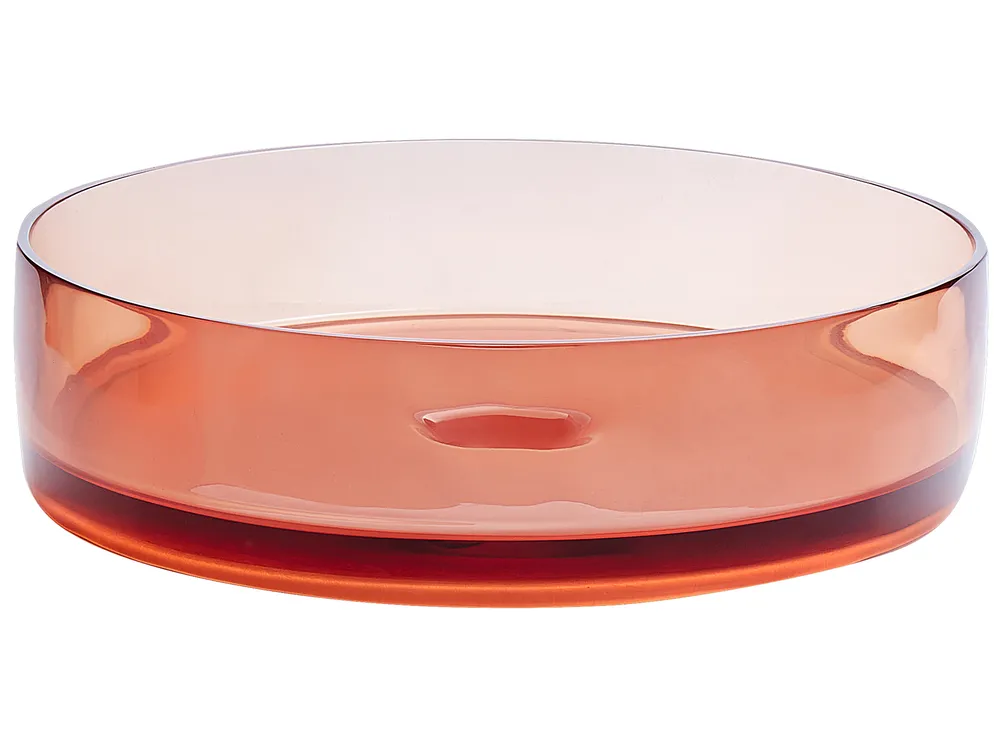 Countertop Basin TOLOSA ⌀ 360 mm Solid Surface Light Red_986136