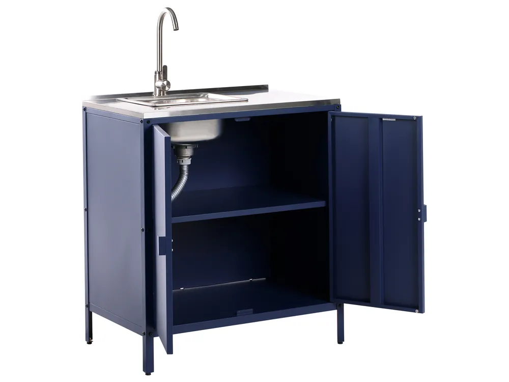 Outdoor Kitchen Cabinet with Sink VILAMA Blue_973846