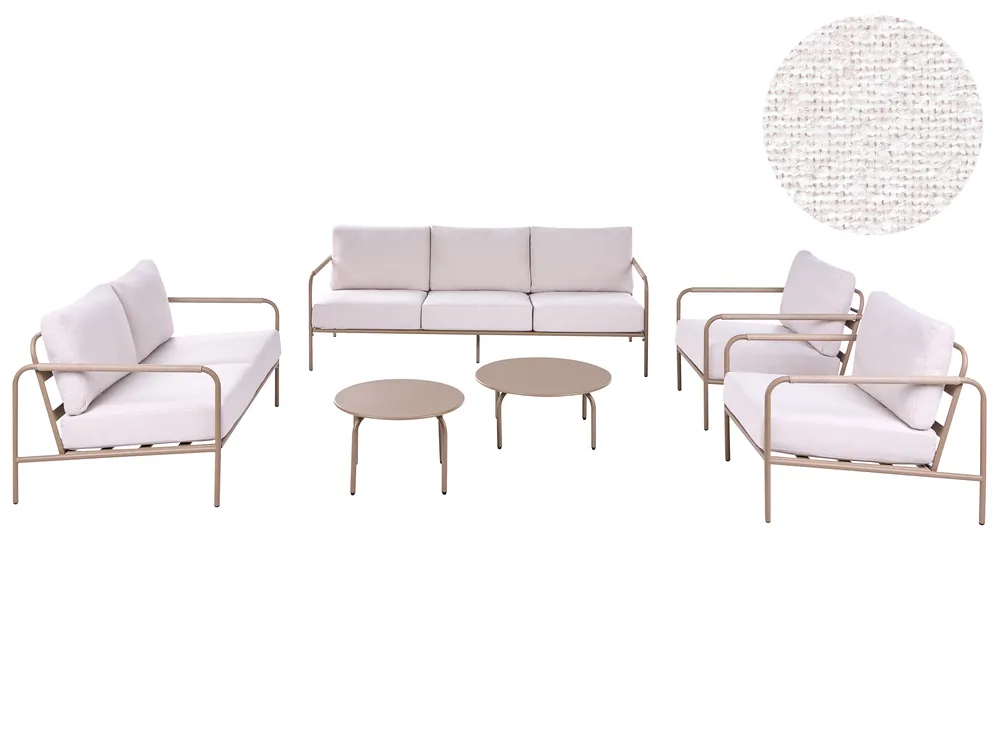Gartensofa Set 7-Sitzer NUXIS mit Tischen Metall Hellbeige