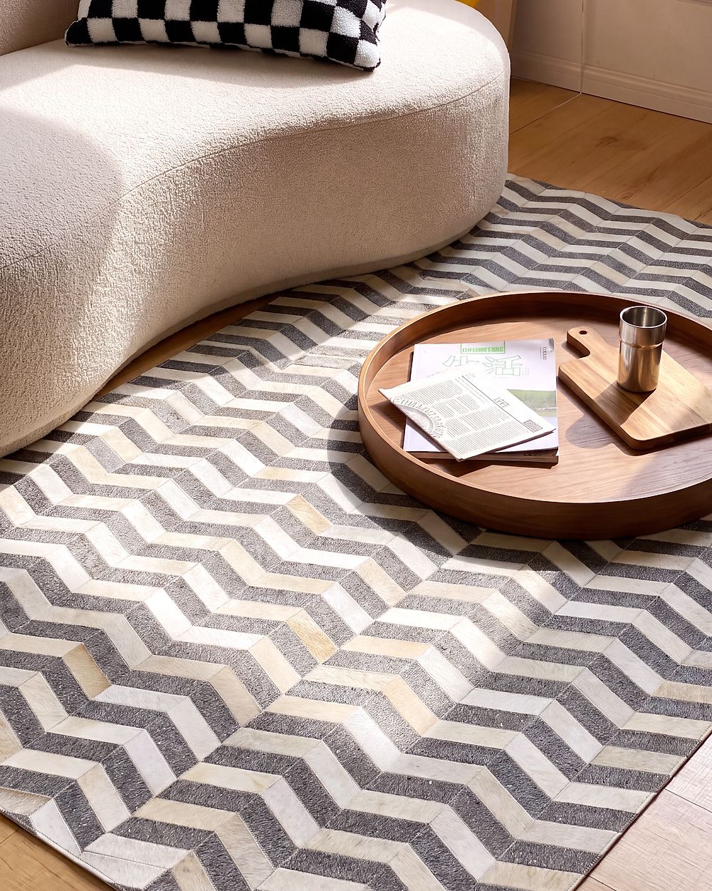 Rug BAGGOZE Dark Grey 140 x 200 cm Leather