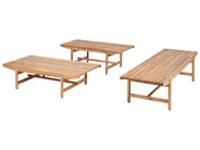 Lounge Set mit Tisch 3-Sitzer GIAVENO Akazienholz Cremeweiß_989215
