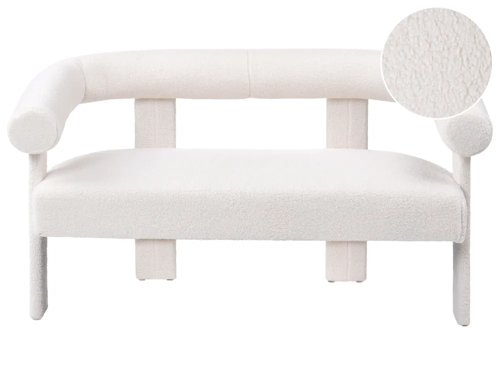 Sofa 2-Sitzer ILBRO Bouclé Cremeweiß