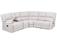 Ecksofa manuell verstellbar 5-Sitzer ROKKE Stoff Cremeweiß Hellbeige linksseitig_1105410