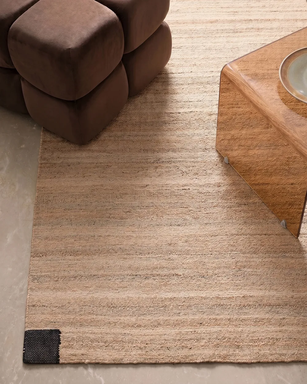 Teppich AMRAVATI Schwarz / Beige 160 x 230 cm Jute_1080826