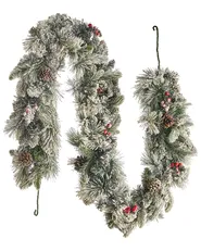 Weihnachtsgirlande Schnee bedeckt LED WHITEHORN 180 cm Weiß_813258