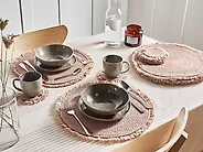 12 Piece Placemats and Coasters Set RIBBERY Jute Natural_1185381