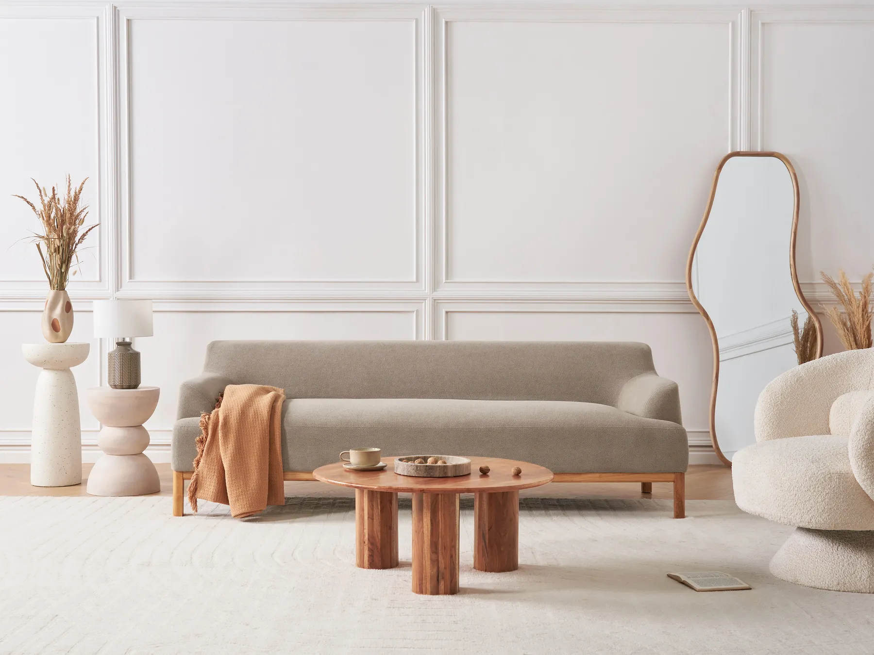 Sofa 3-Sitzer SOSJO Stoff Taupe_940967